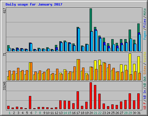 Daily usage for January 2017