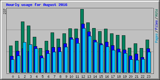 Hourly usage for August 2016